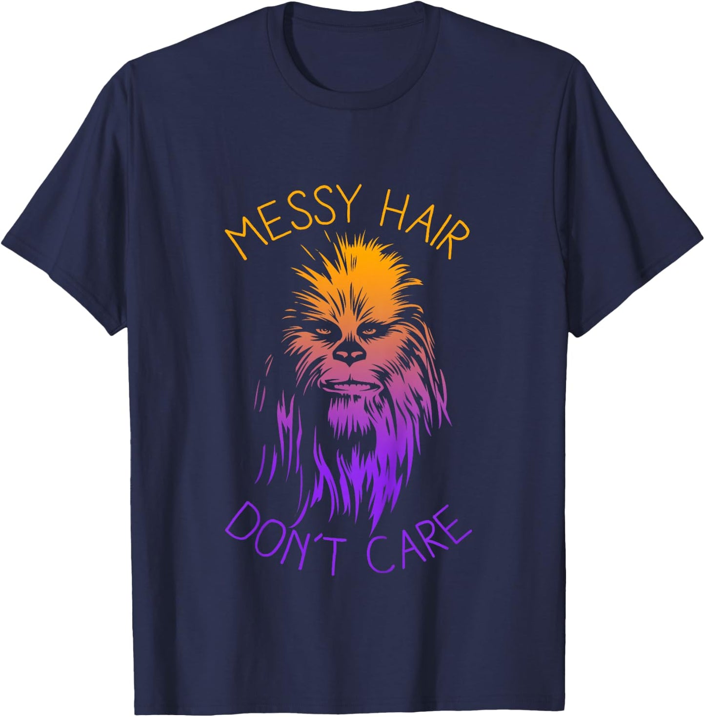 Kids Star Wars Classic Rainbow Chewbacca Messy Hair Don't Care T-Shirt - T-Shirt | Navy