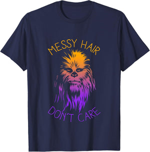 Kids Star Wars Classic Rainbow Chewbacca Messy Hair Don't Care T-Shirt - T-Shirt | Navy