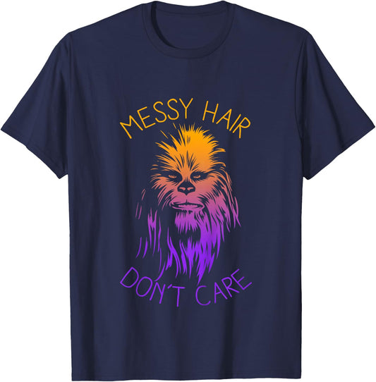 Kids Star Wars Classic Rainbow Chewbacca Messy Hair Don't Care T-Shirt - T-Shirt | Navy