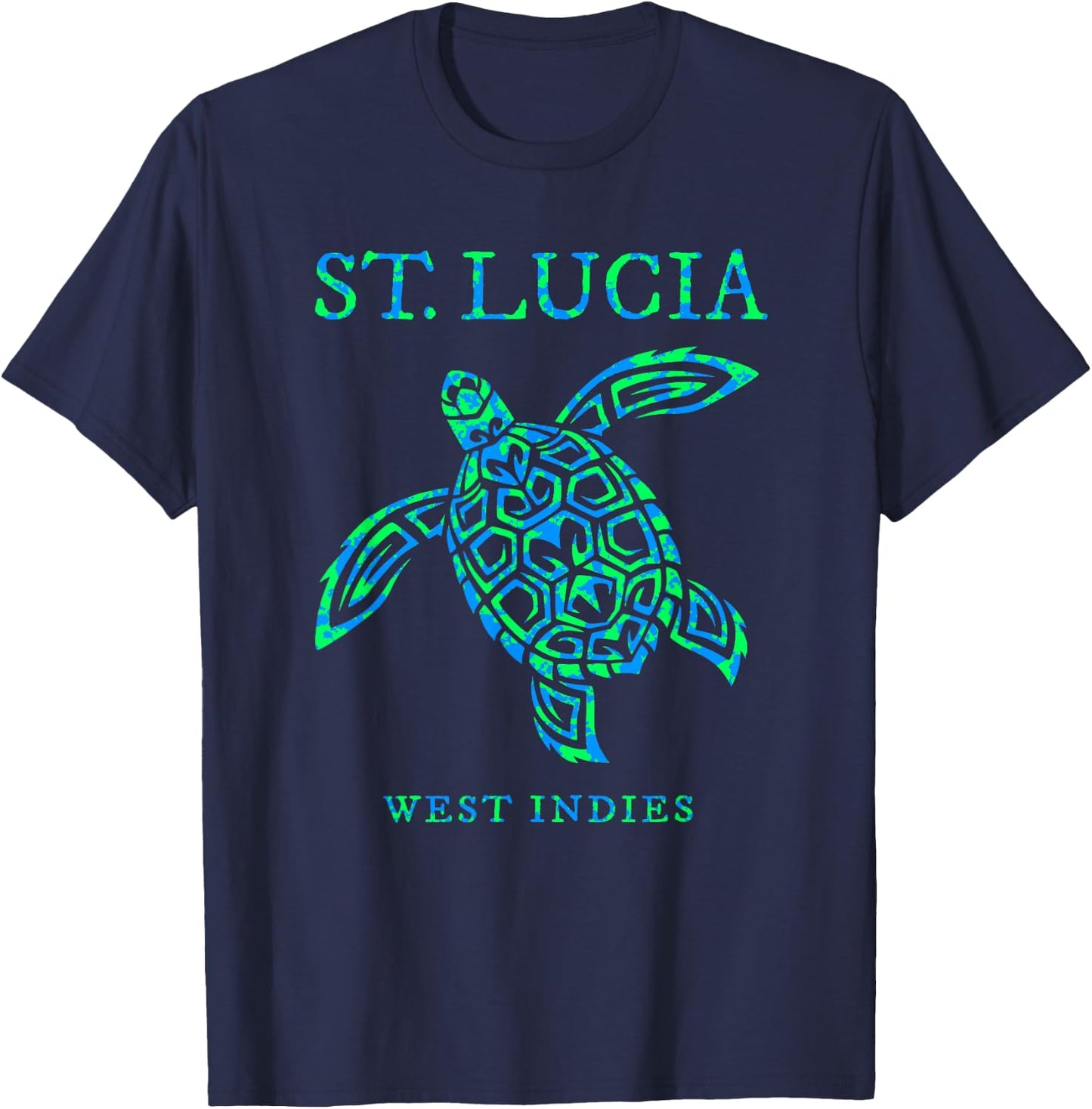 St Lucia Sea Turtle Boys Girls Toddler Colorful Souvenir T-Shirt - T-Shirt | Navy