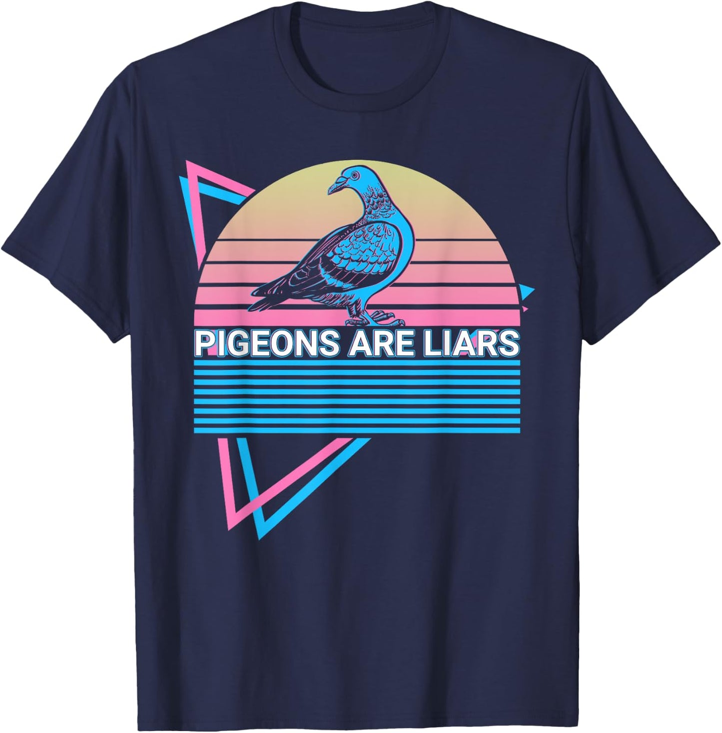 Pigeons Are Liars Pigeons Are Liars Retro T-Shirt - T-Shirt | Navy