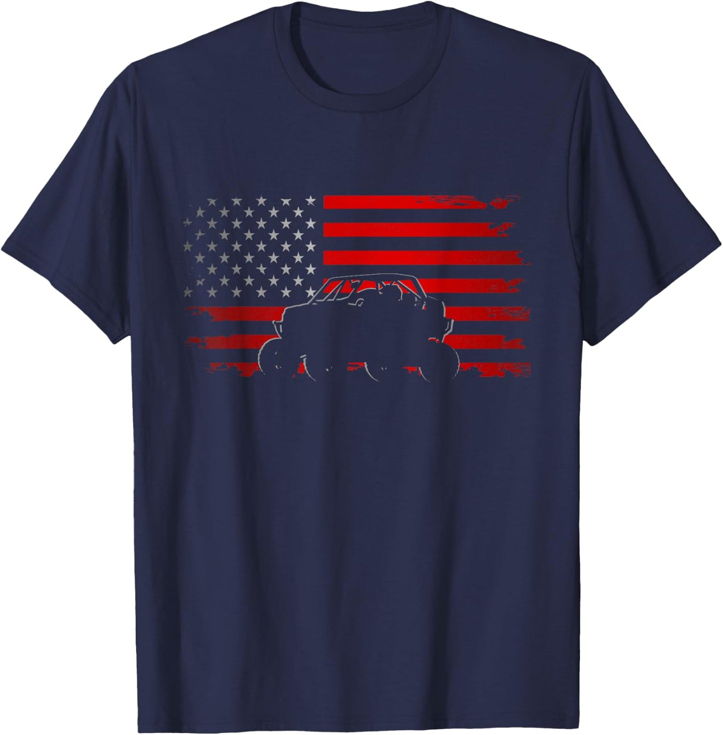 American Flag Quad ATV Apparel - Off Road ATV Small T-Shirt - T-Shirt | Navy