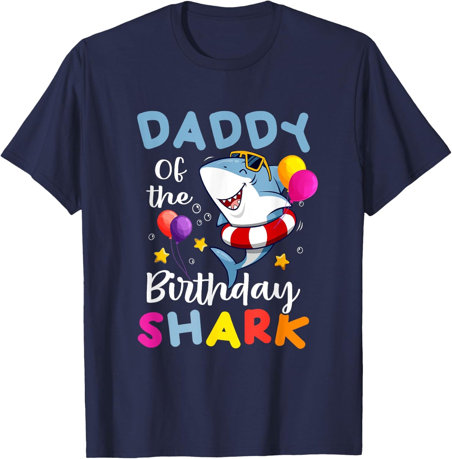 Daddy of the Shark Birthday Dad Matching Family Father Dada T-Shirt - T-Shirt | Navy