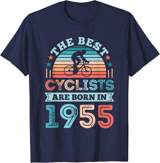 The best Cyclist born in 1955 70th Birthday Cycling Gifts T-Shirt - T-Shirt | Navy