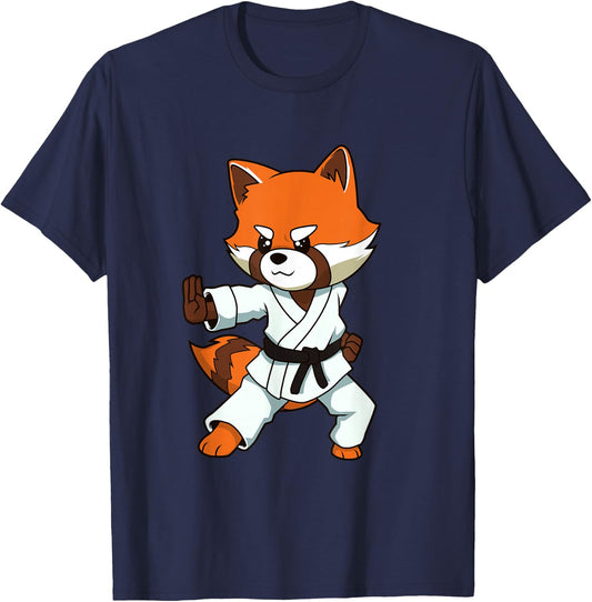 Comic Red Panda Makes Karate T-Shirt - T-Shirt | Navy