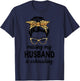 Raising My Husband Is Exhausting Wife Leopard Messy Bun T-Shirt - T-Shirt | Navy