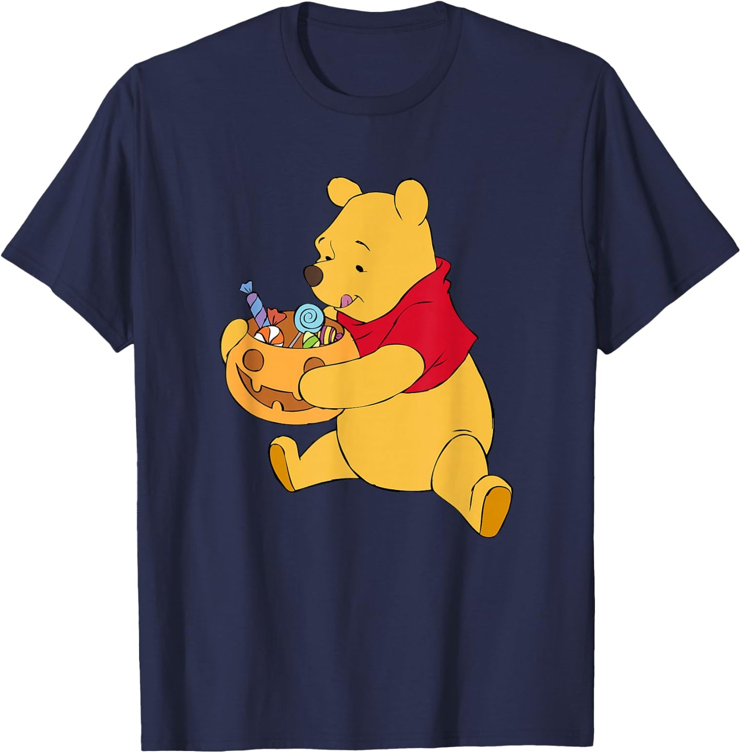 Disney Winnie The Pooh Halloween Pumpkin Candy Bowl T-Shirt - T-Shirt | Navy