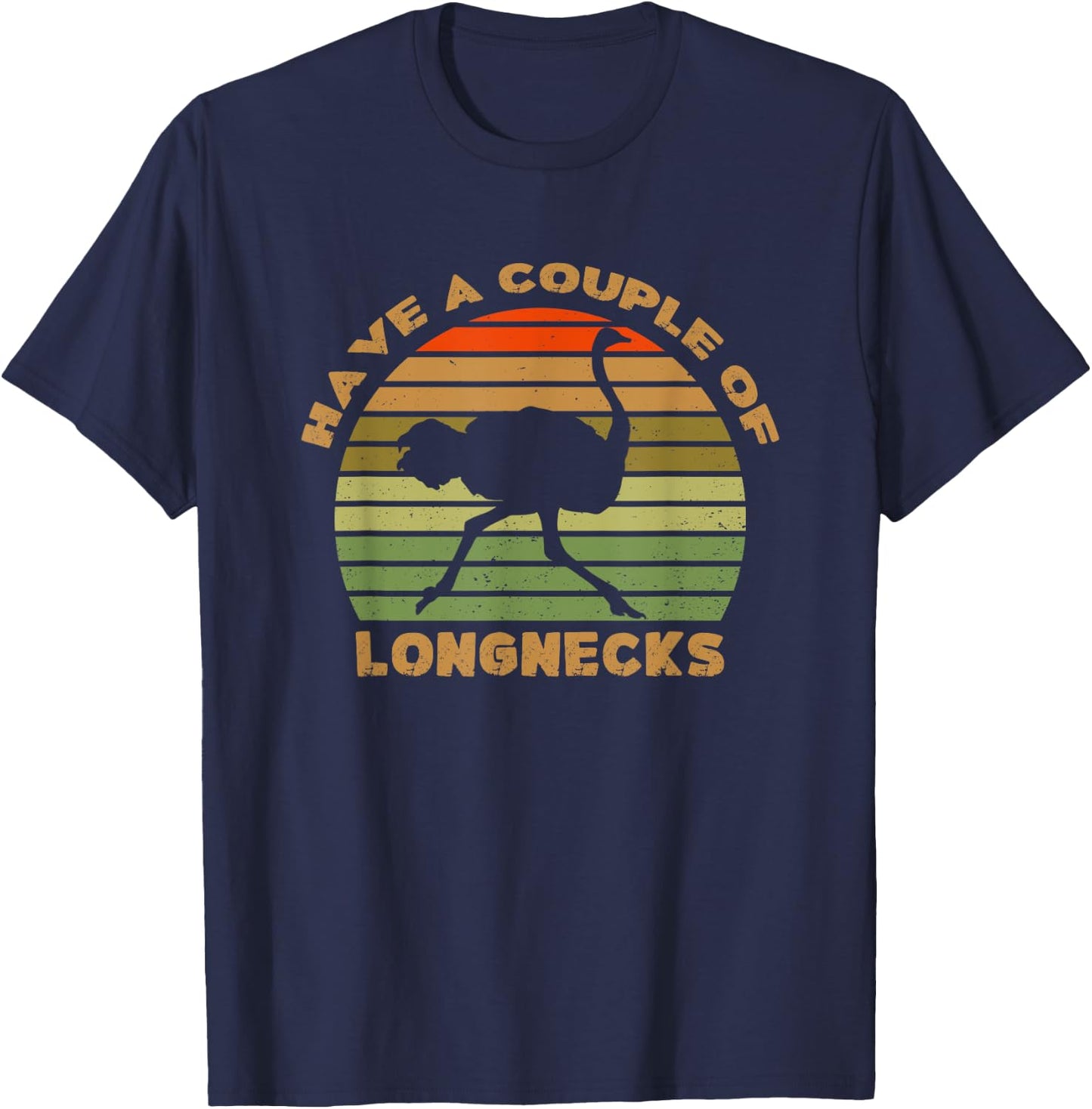 Ostrich Have A Couple Of Long Necks Vintage T-Shirt - T-Shirt | Navy