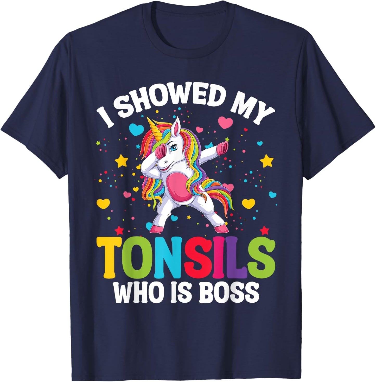 Tonsillectomy Recovery Kids Unicorn Tonsil Removal Surgery T-Shirt - T-Shirt | Navy