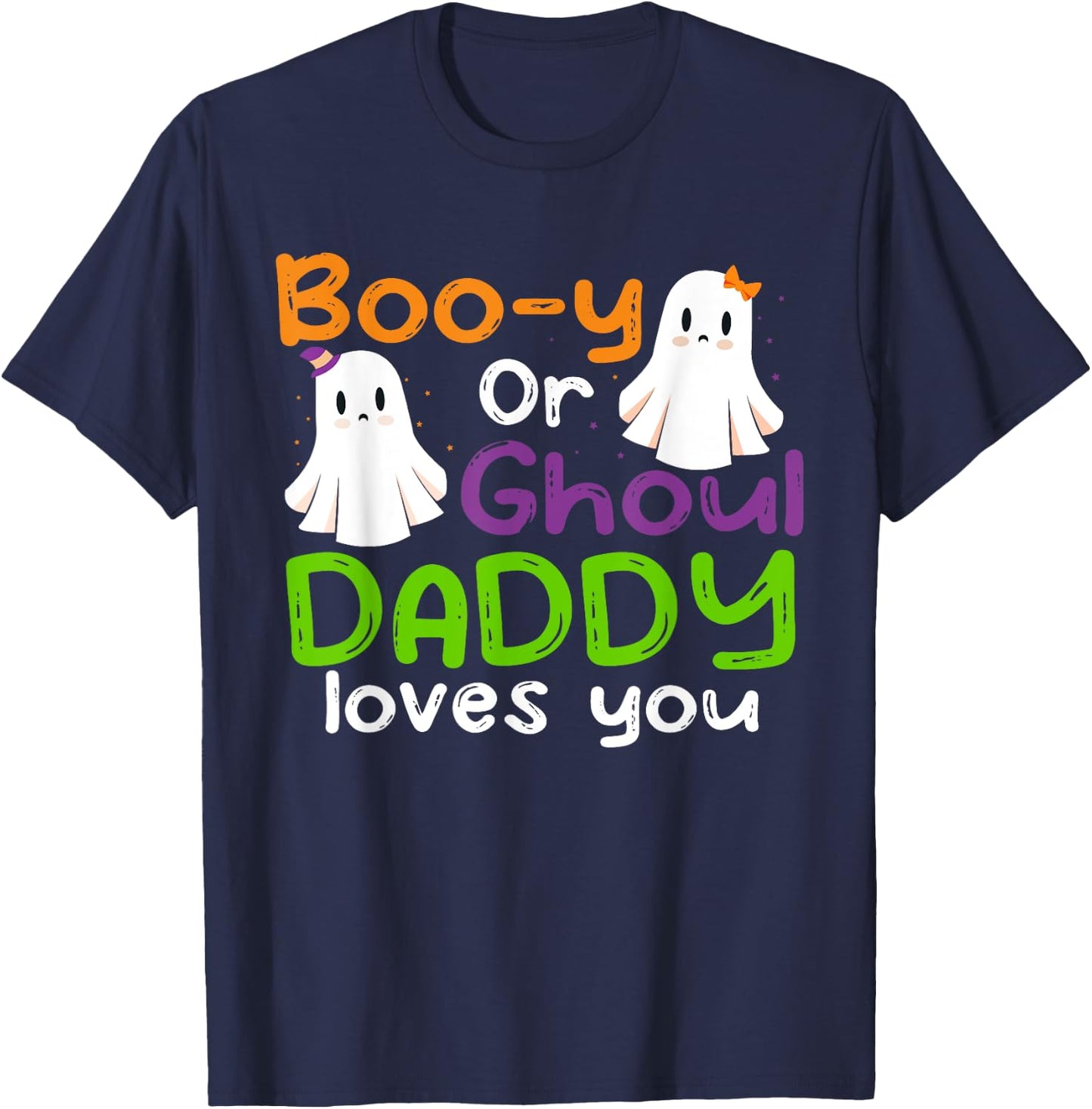 Halloween Booy Or Ghoul Daddy Gender Reveal baby shower T-Shirt - T-Shirt | Navy