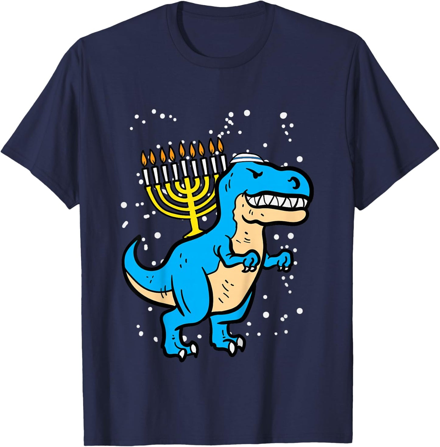 Kids Hanukkah Dino Menorah Chanukah Trex Toddler Boys Kids Youth T-Shirt - T-Shirt | Navy
