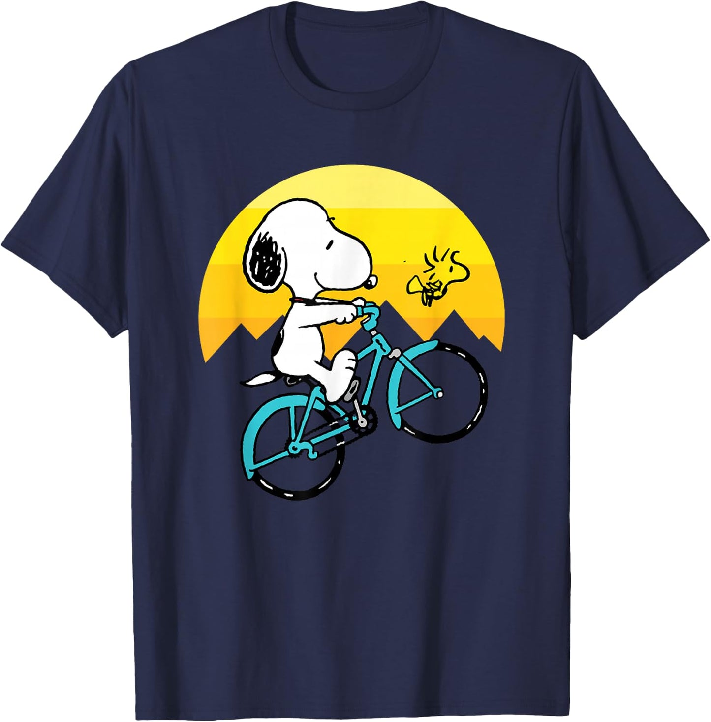 Peanuts - Snoopy Woodstock Mountain Biking T-Shirt - T-Shirt | Navy