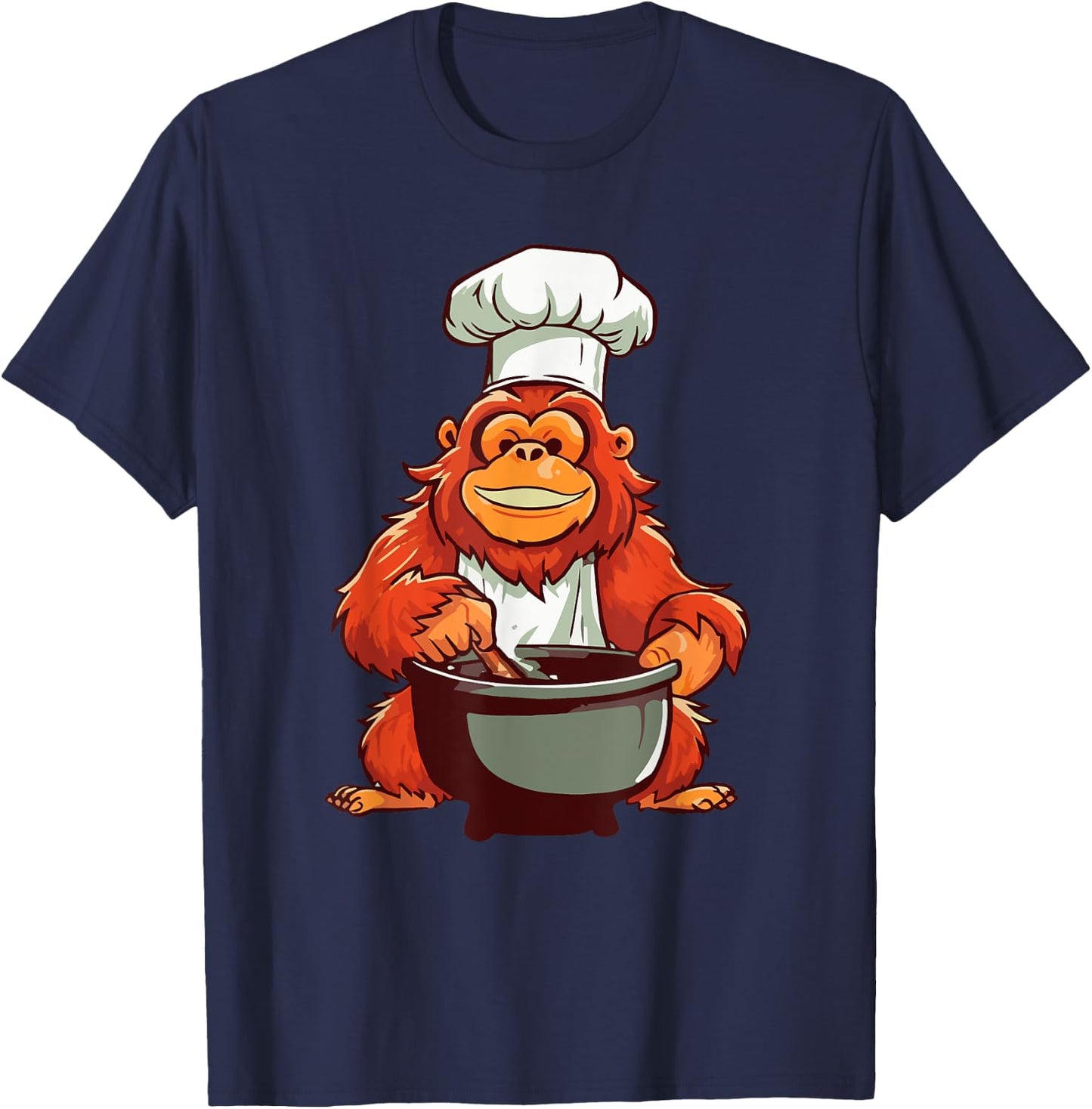 Orangutans Hobby Chef Cooking Monkey Jungle T-Shirt - T-Shirt | Navy
