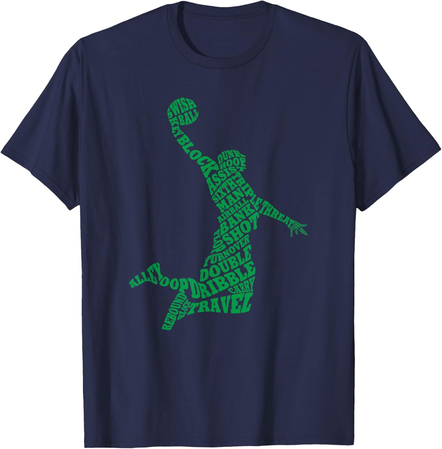 Basketball Player Typography Word Art T-Shirt - T-Shirt | Navy