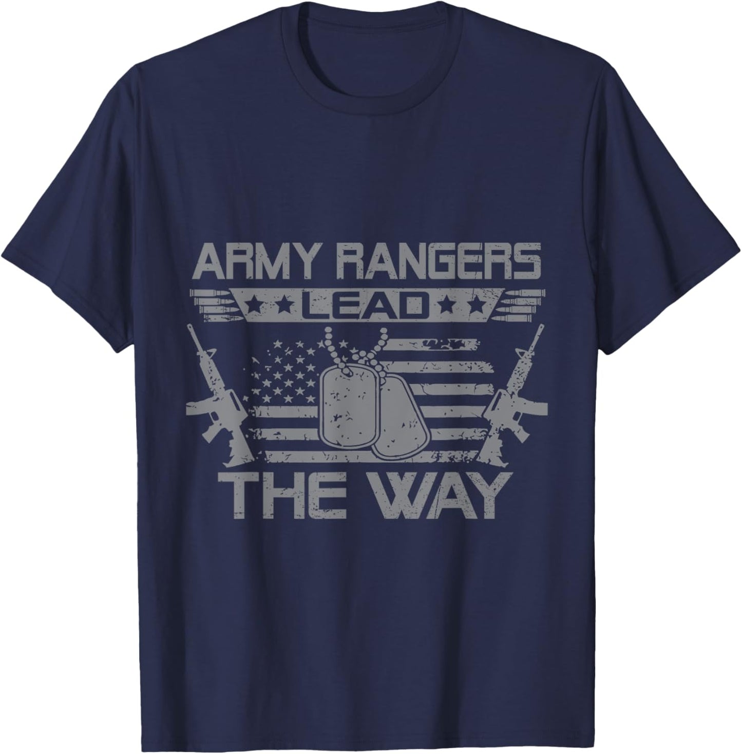 Army Ranger Lead The Way US Veteran Flag American USA T-Shirt - T-Shirt | Navy