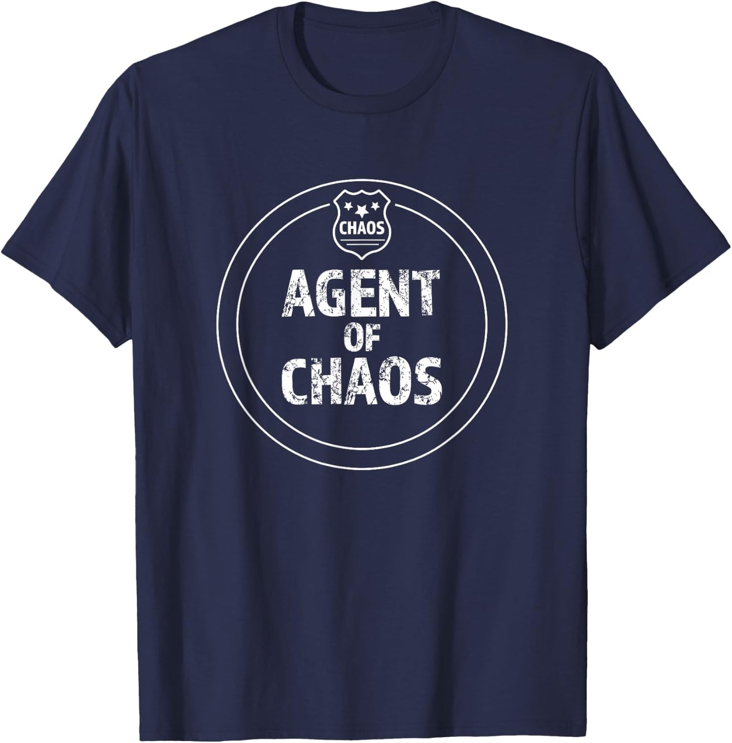 Kid Police Agent Agent of Chaos - Boys' Black Small Modern Humorous Fun Police Agent Design Cotton 60% Polyester 40% Short Sleeve T-Shirt - T-Shirt | Navy