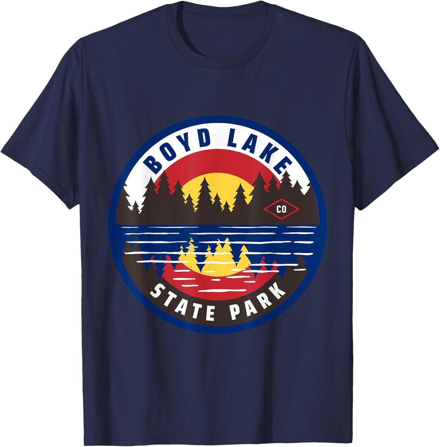 Boyd Lake State Park Colorado CO Lake and Forest T-Shirt - T-Shirt | Navy