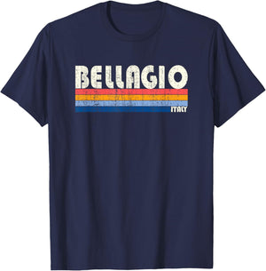 Bellagio, Italy Retro 70s 80s Style T-Shirt - T-Shirt | Navy