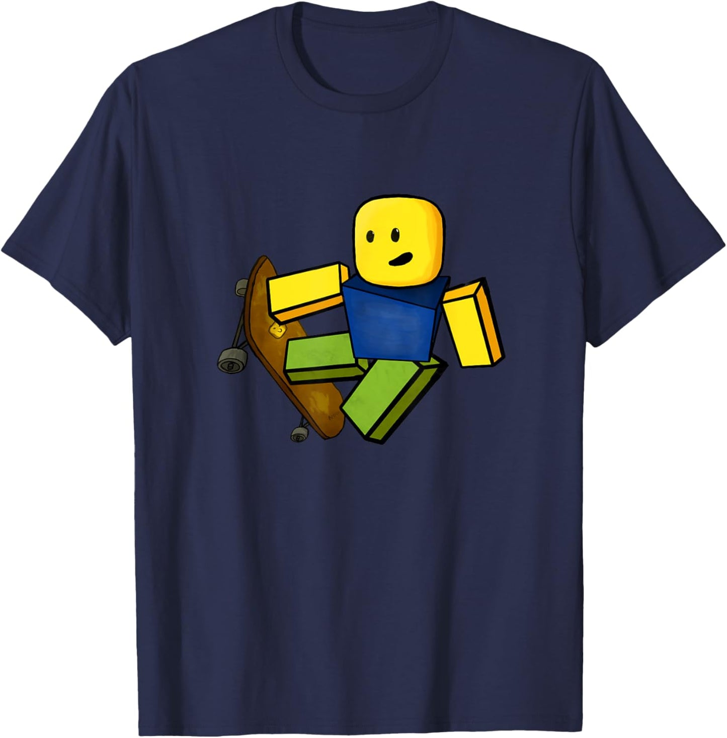 Blox Noob Skater | Funny Meme Gaming Gift Gamers T-Shirt - T-Shirt | Navy
