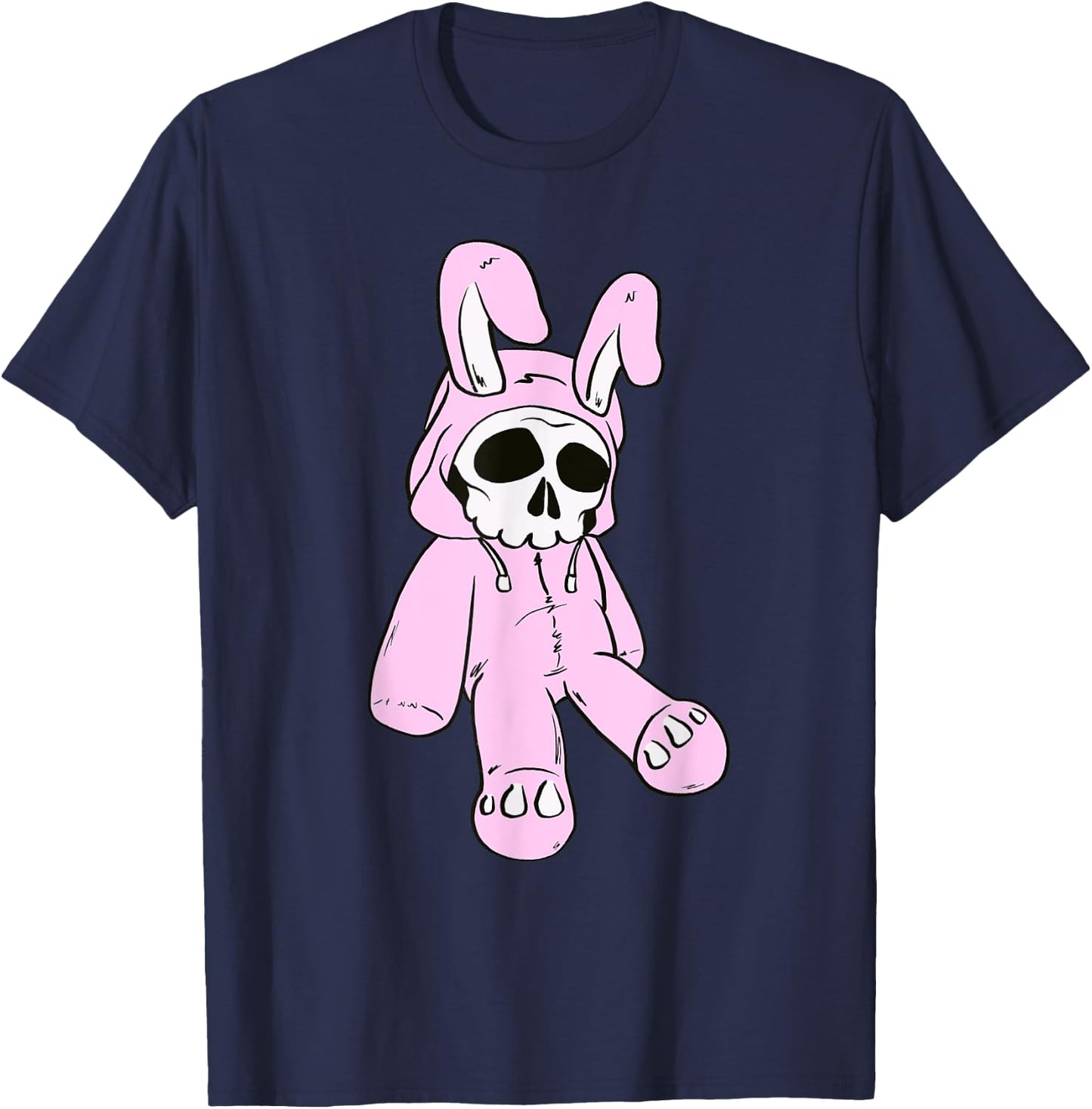 Skull Bunny Pink Dead Bunny Costume Skeleton Manga Rabbit T-Shirt - T-Shirt | Navy
