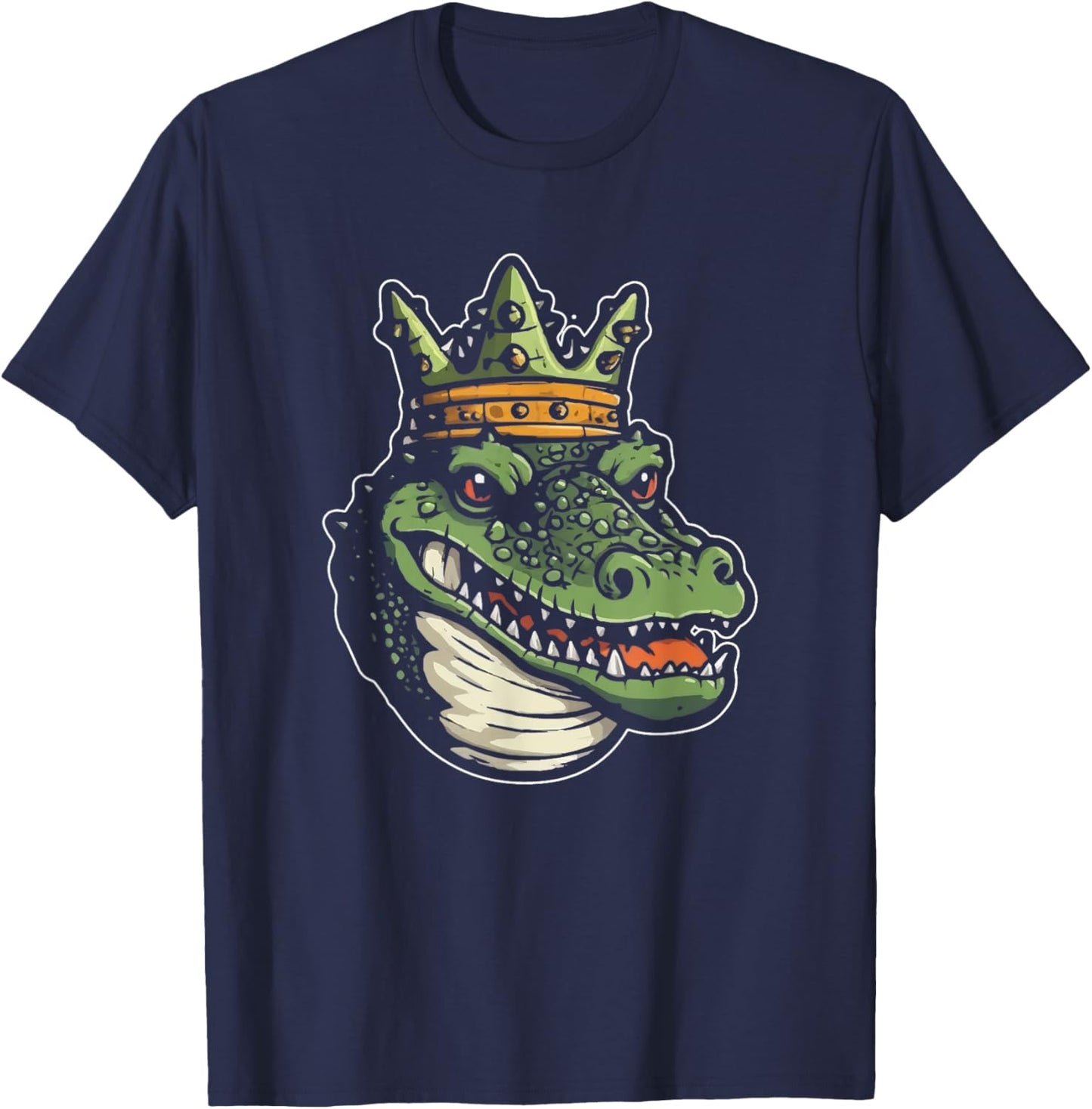 Alligator Crown Cute Crocodile Wildlife Animal King T-Shirt - T-Shirt | Navy