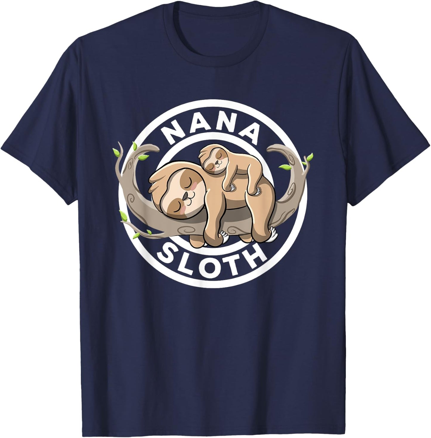 Nana Sloth Family Matching Zoo Nana To Be Granny Cute Sloth T-Shirt - T-Shirt | Navy