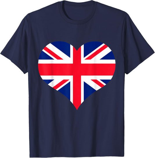 Union Jack British Flag Heart British Isles Men's Women's T-Shirt - T-Shirt | Navy