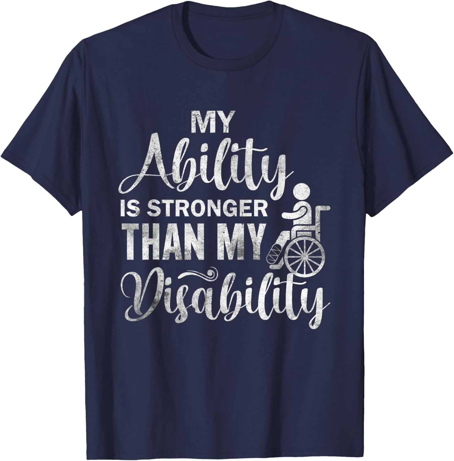 Funny Handicap Wheelchair Apparel Disability Amputee T-Shirt - T-Shirt | Navy