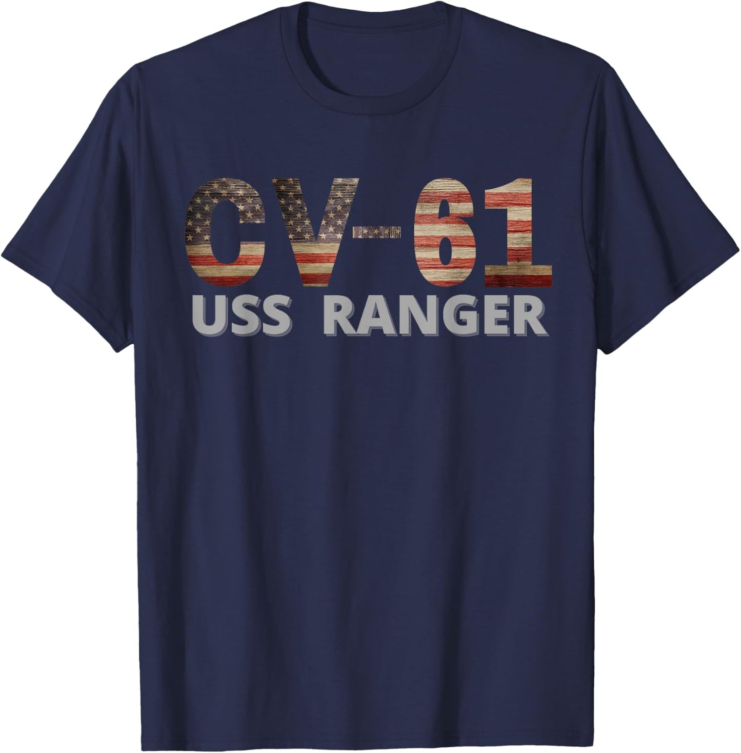 USS Ranger CV-61 Aircraft Carrier Vintage Flag T-Shirt - T-Shirt | Navy
