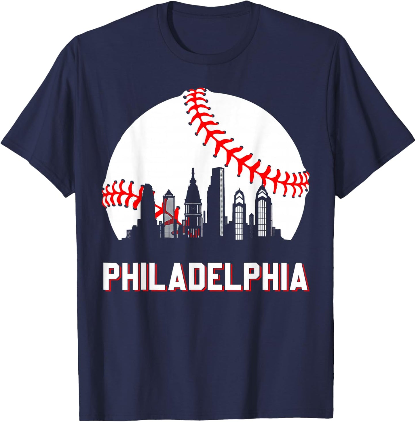 Vintage Philly Baseball Leopard Heart Baseball Fans T-Shirt - T-Shirt | Navy