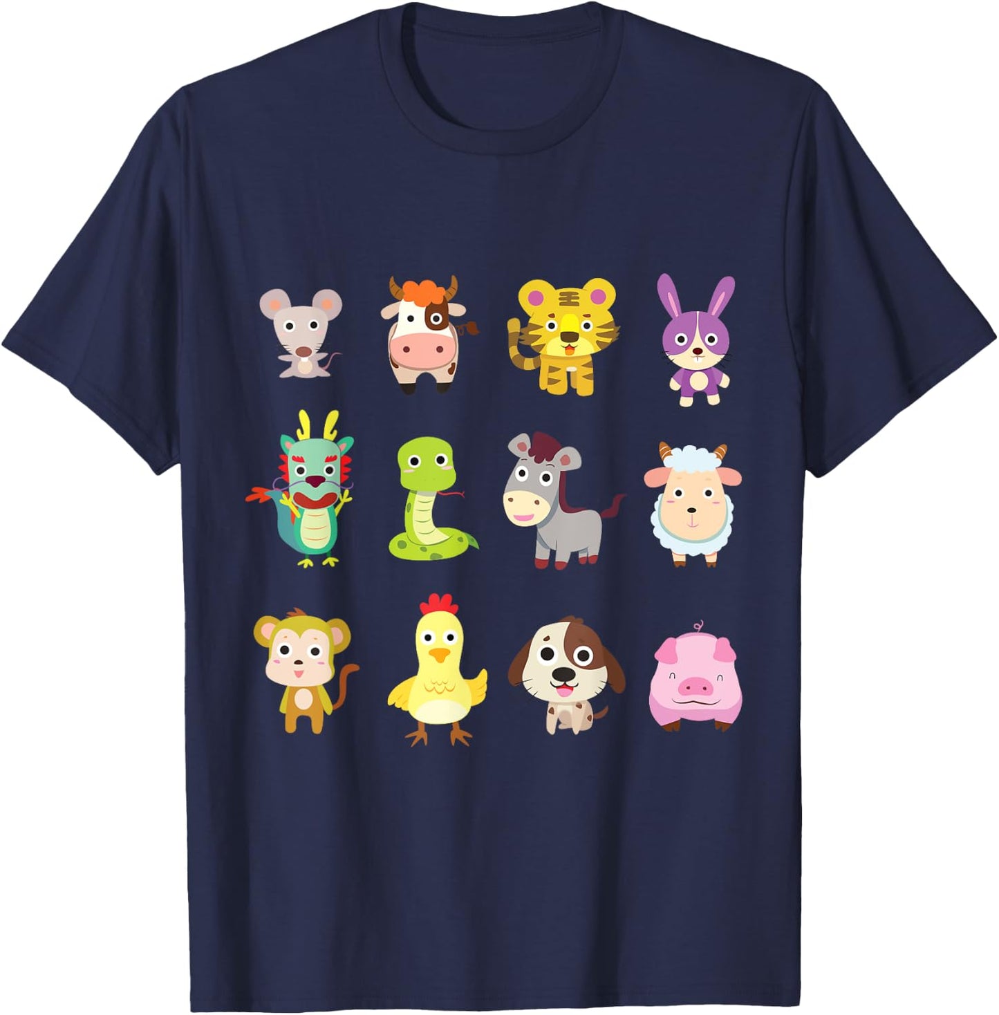 Cute Chinese Zodiac Animal Signs Lunar New Year 2025 T-Shirt - T-Shirt | Navy