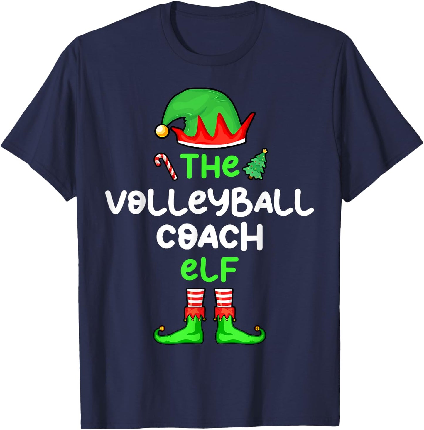 I'm The Volleyball Coach Elf Christmas Matching Pajama T-Shirt - T-Shirt | Navy
