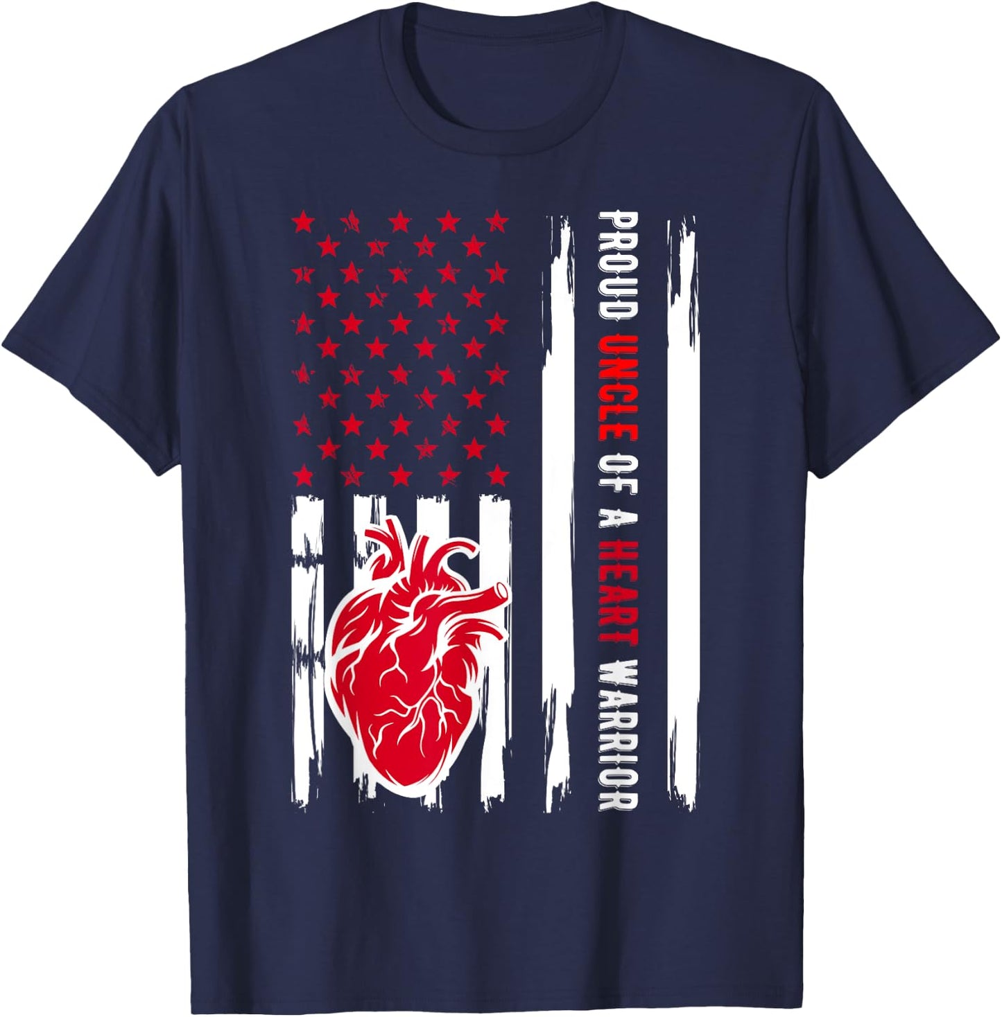 Proud Uncle Of A Heart Warrior CHD Awareness T-Shirt - T-Shirt | Navy