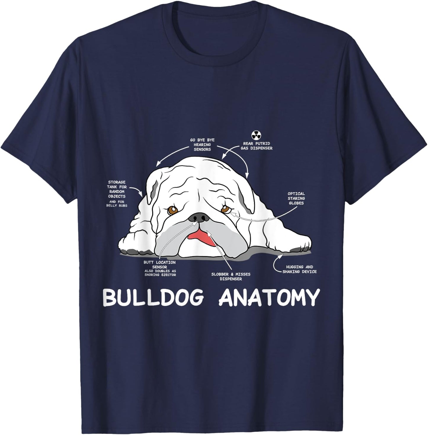 English Bulldog Anatomy Bully Dog Pet Owners Men Women Kids T-Shirt - T-Shirt | Navy