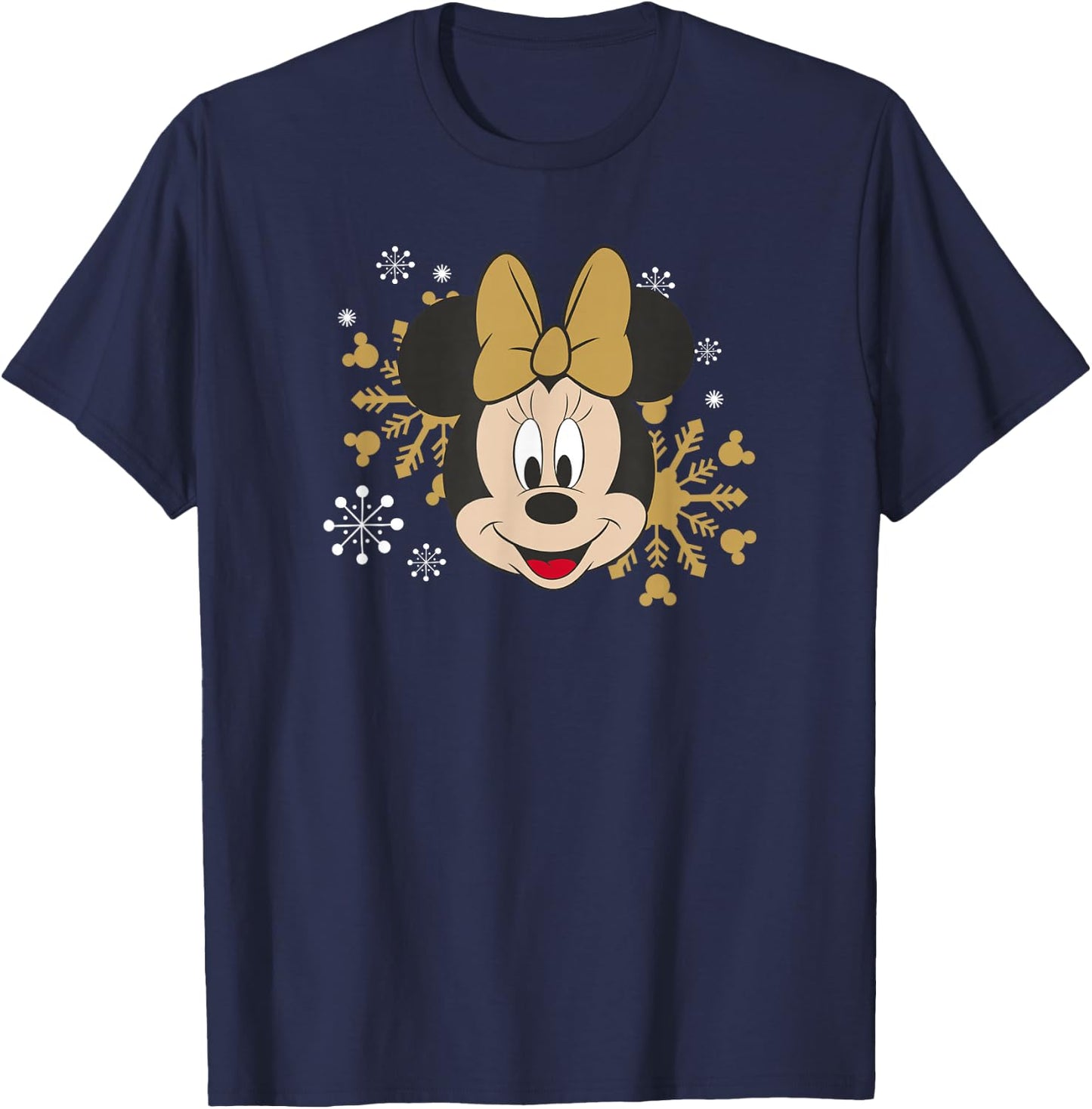 Disney Minnie Mouse Christmas Holiday Golden Snowflake T-Shirt - T-Shirt | Navy