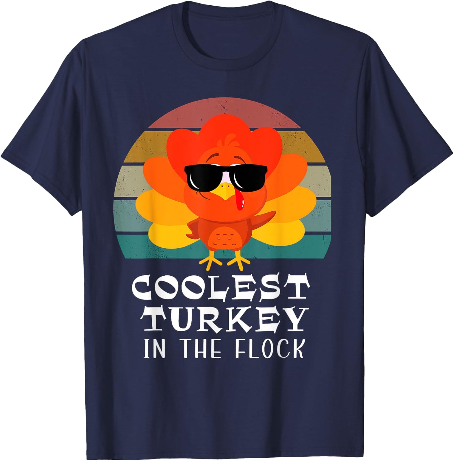 Coolest Turkey In the Flock Toddler Boys Thanksgiving T-Shirt - T-Shirt | Navy