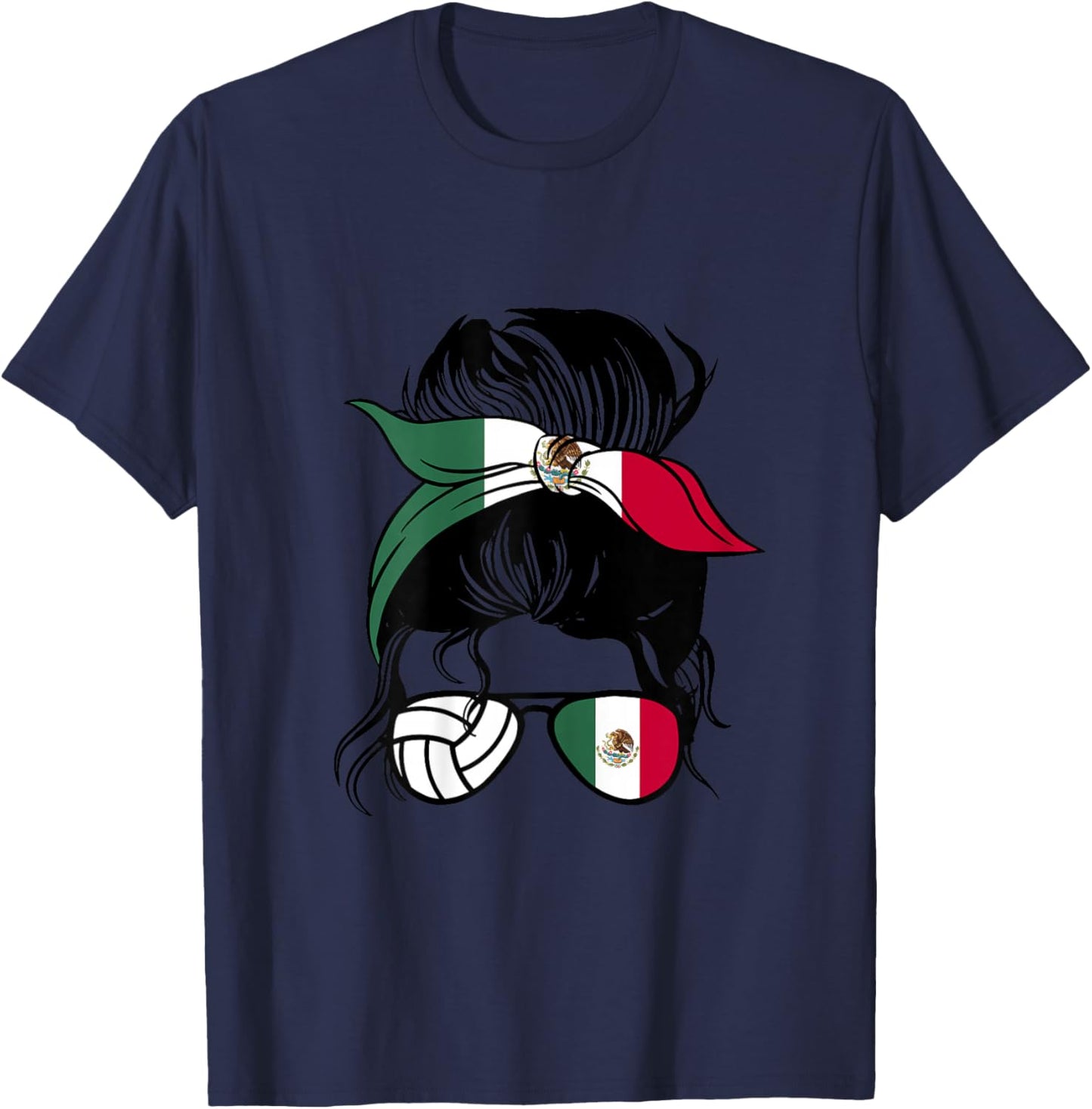 Mexico Volleyball Mom Mothers Day Mexican Volleyball Girl T-Shirt - T-Shirt | Navy