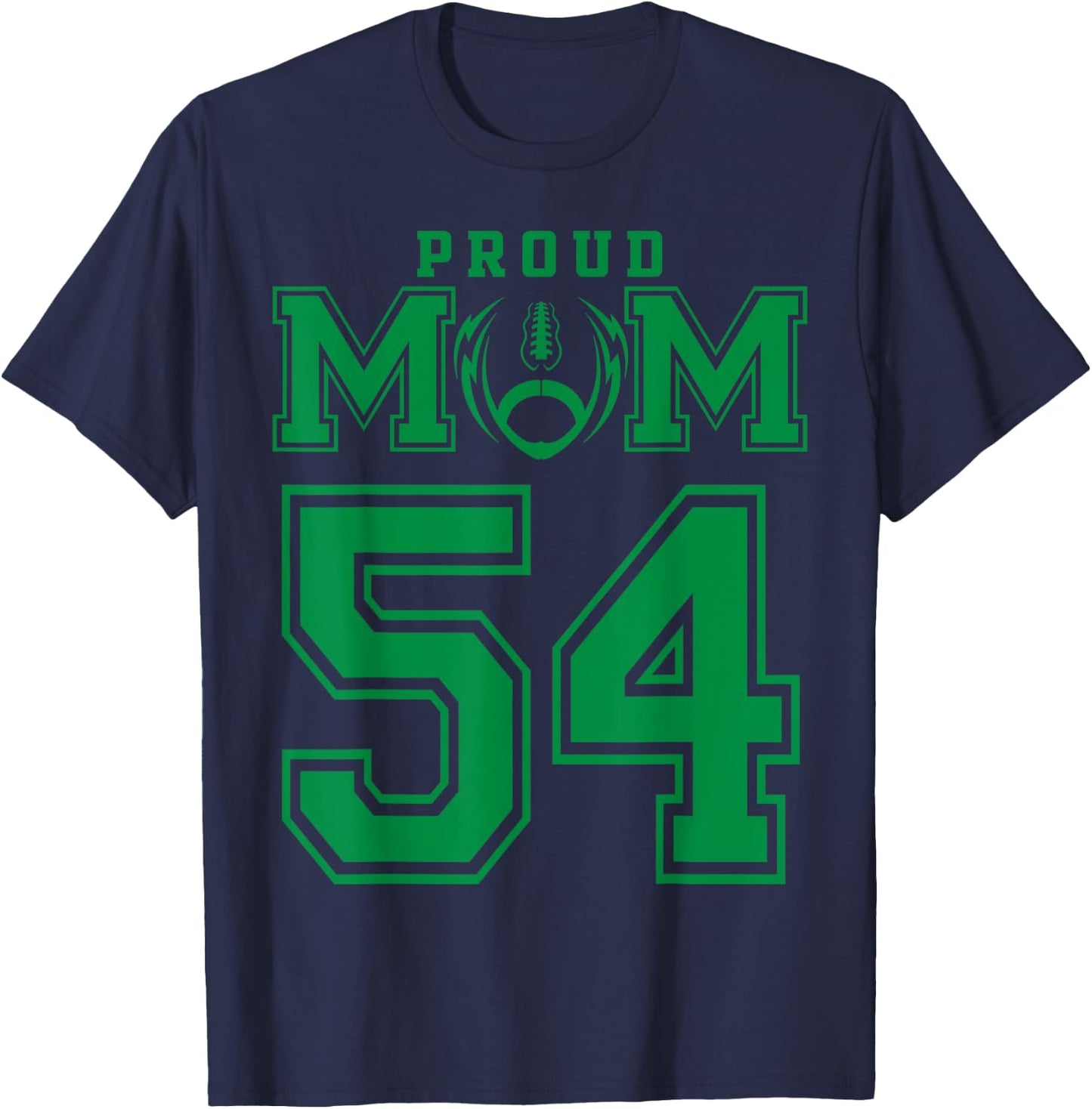 Custom Proud Football Mom Number 54 G Personalized T-Shirt - T-Shirt | Navy