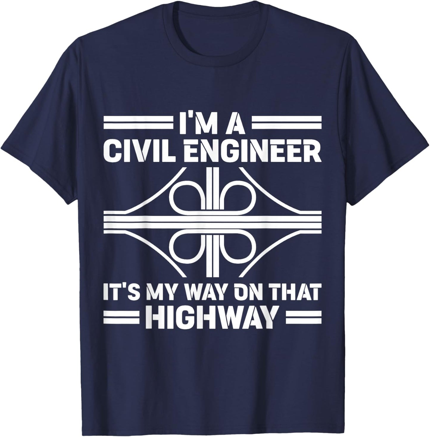 Civil Engineering & Civil Engineer -Adults Black Small Modern Short Sleeve T-Shirt - T-Shirt | Navy