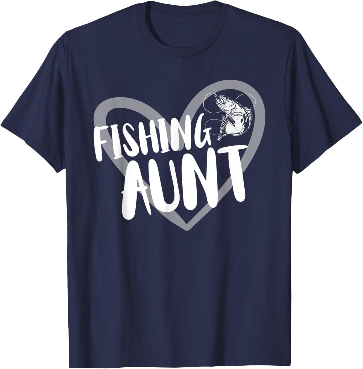 Funny Fishing Aunt Heart T-Shirt - T-Shirt | Navy