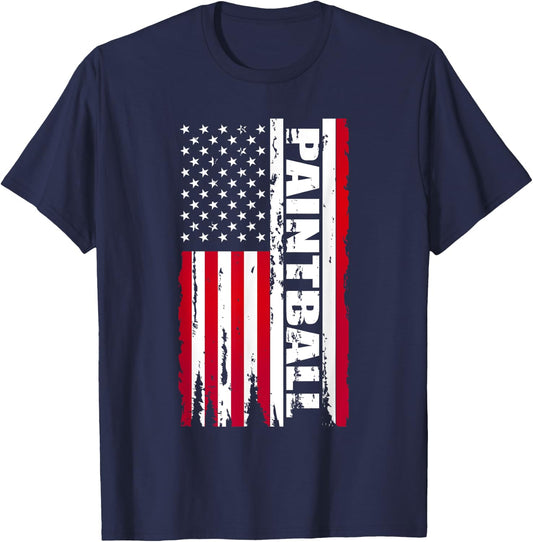 Vintage American USA Flag Cool Paintball Kids Men T-Shirt - T-Shirt | Navy