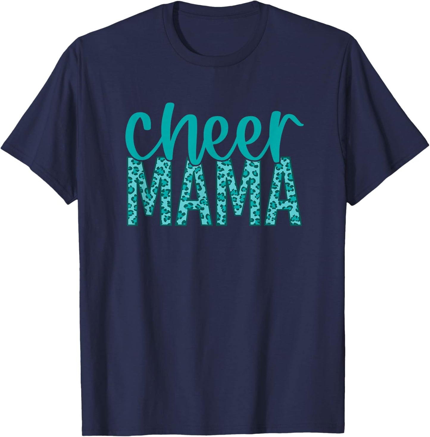 Cheer Mama - Teal Leopard Print T-Shirt - T-Shirt | Navy