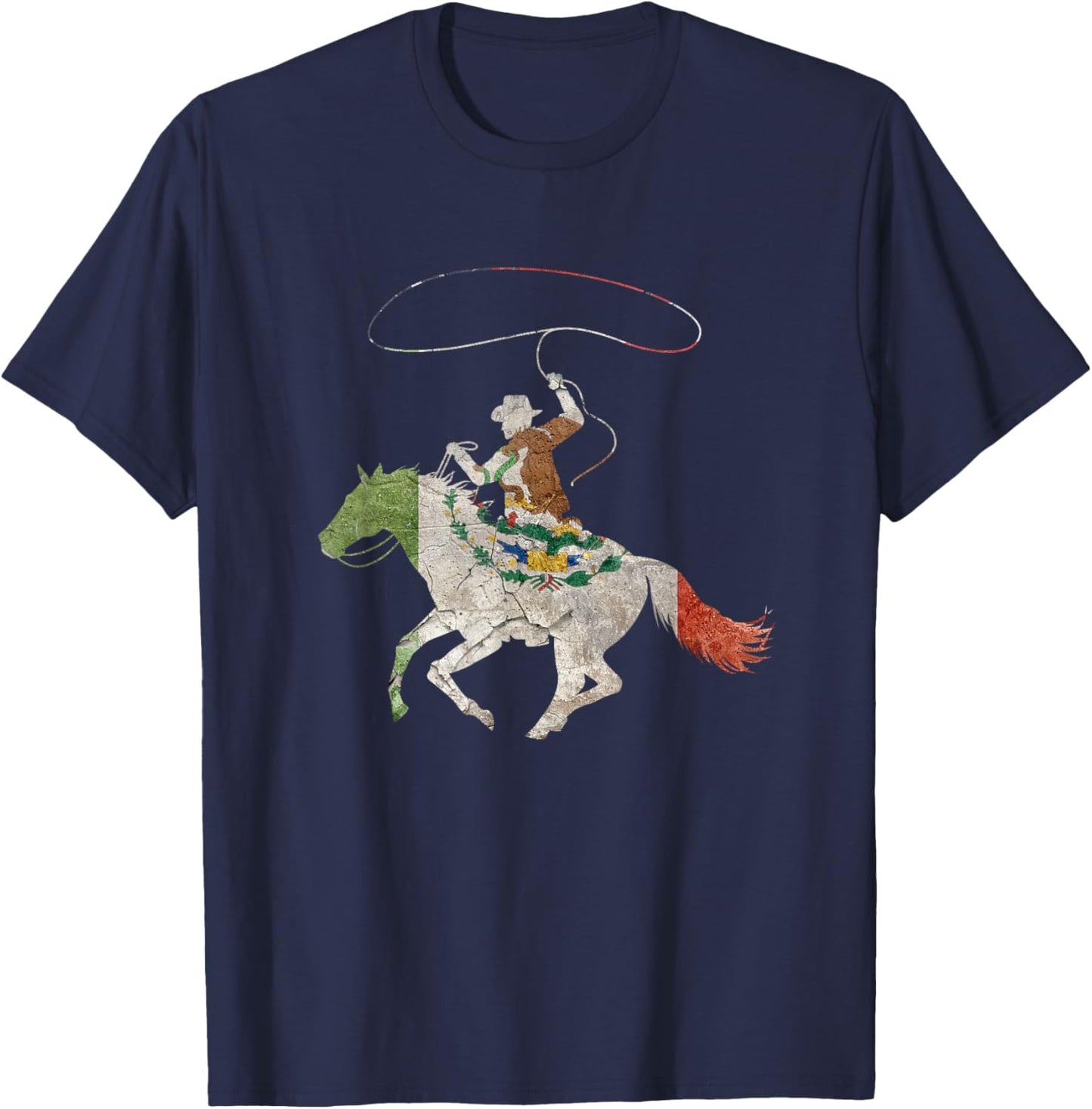 Mexican Cowboy Vaquero Horse Rider Western Lasso Rancher T-Shirt - T-Shirt | Navy