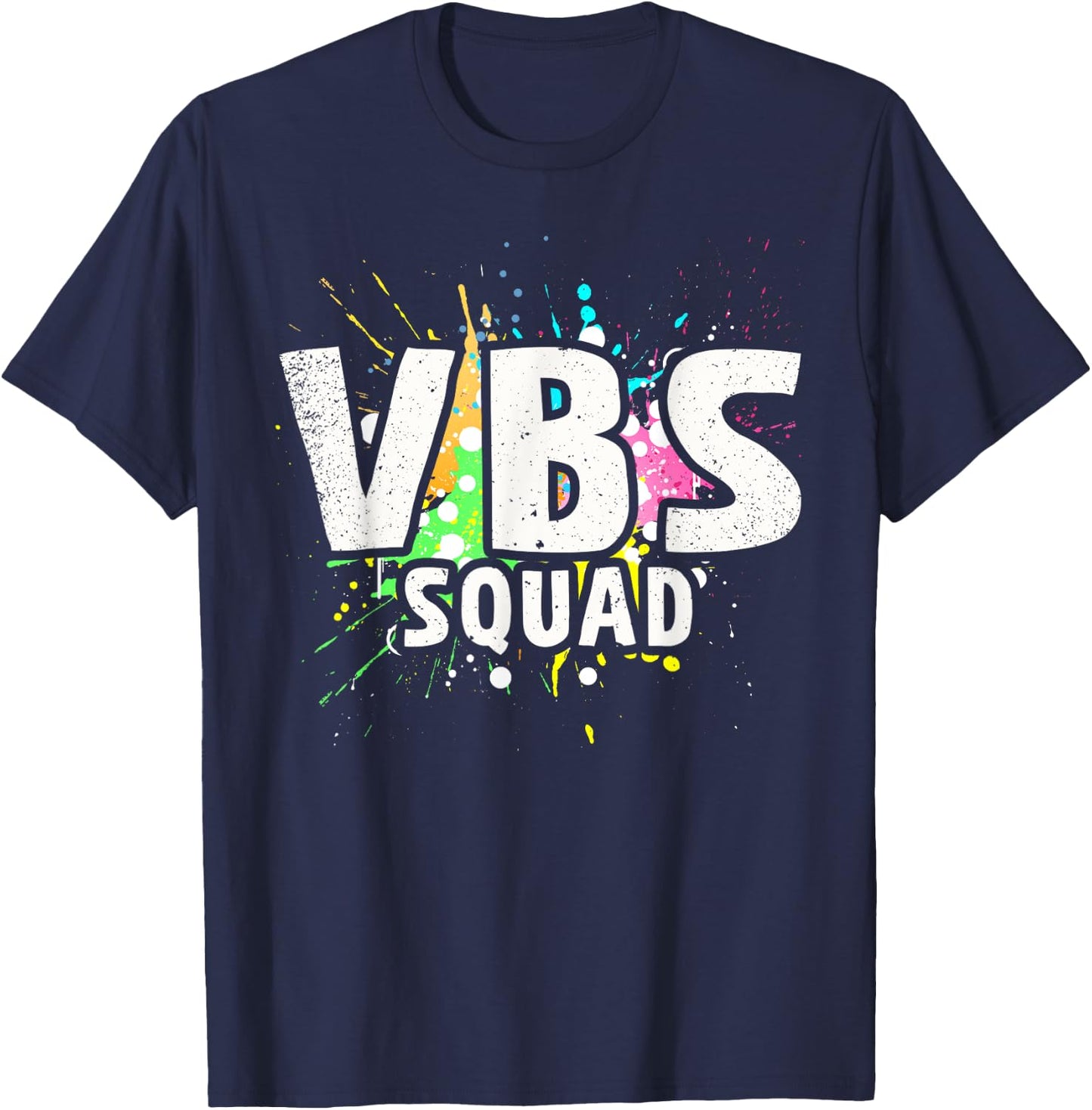 I Love VBS 2023 Squad Vacation Bible School Paint Splatter T-Shirt - T-Shirt | Navy