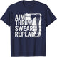 Aim Throw Swear Repeat Hatchet Vintage Funny Axe Throwing T-Shirt - T-Shirt | Navy