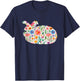 English Angora Bunny Rabbit watercolor flowers design T-Shirt - T-Shirt | Navy