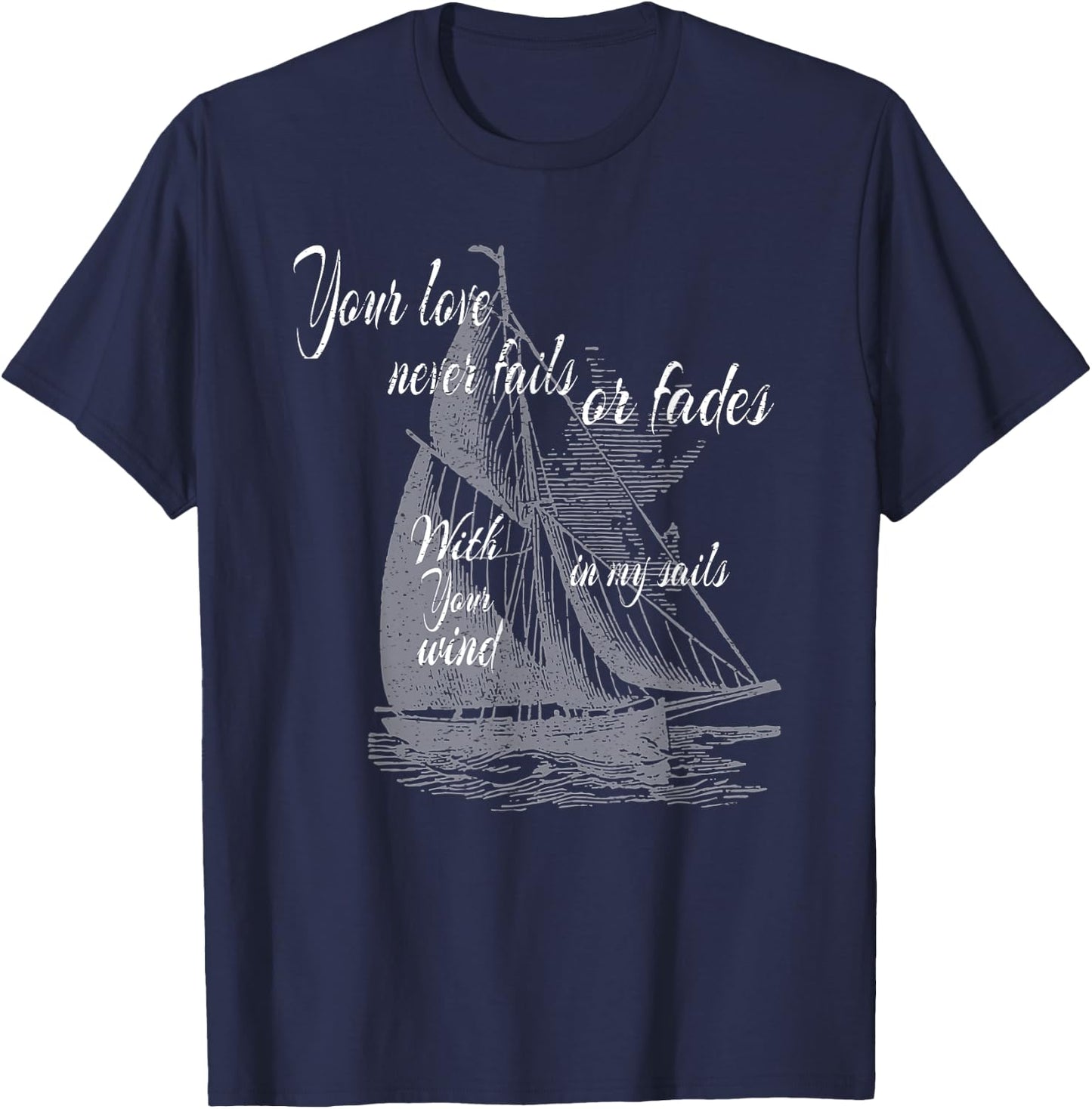Build A Boat Christian Worship Vintage Sail boat T-Shirt - T-Shirt | Navy