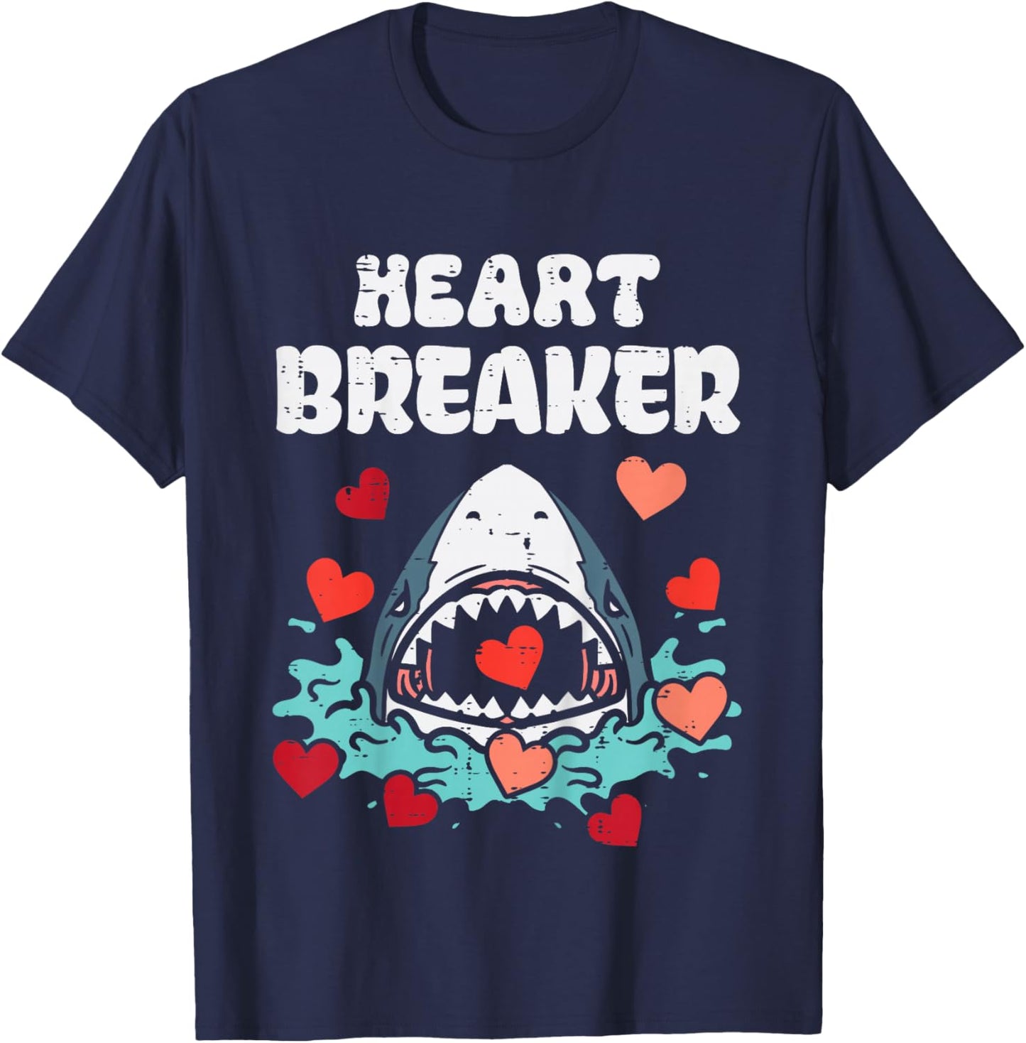Kids Valentines Day Shark Heartbreaker Funny Boys Kids Toddler T-Shirt - T-Shirt | Navy