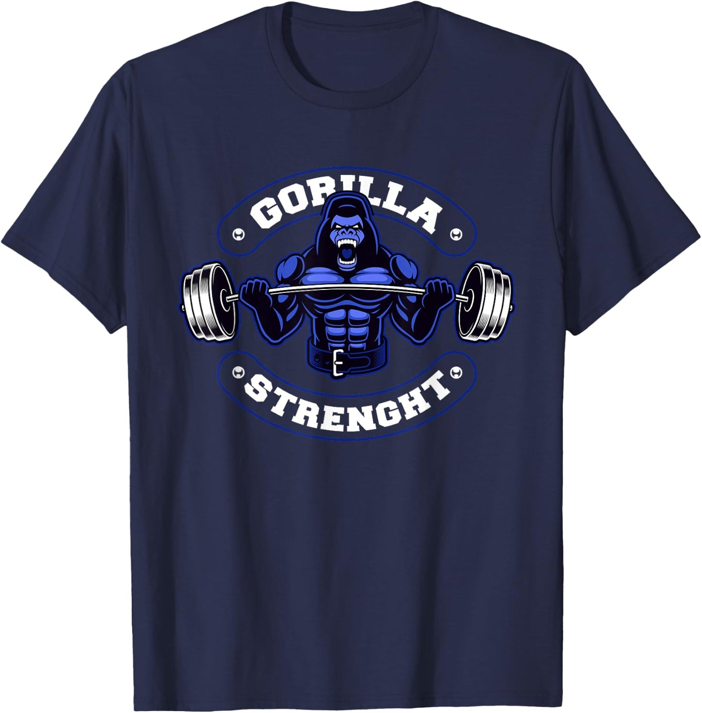 Gorilla Strength Workout Silver Back Monkey T-Shirt - T-Shirt | Navy