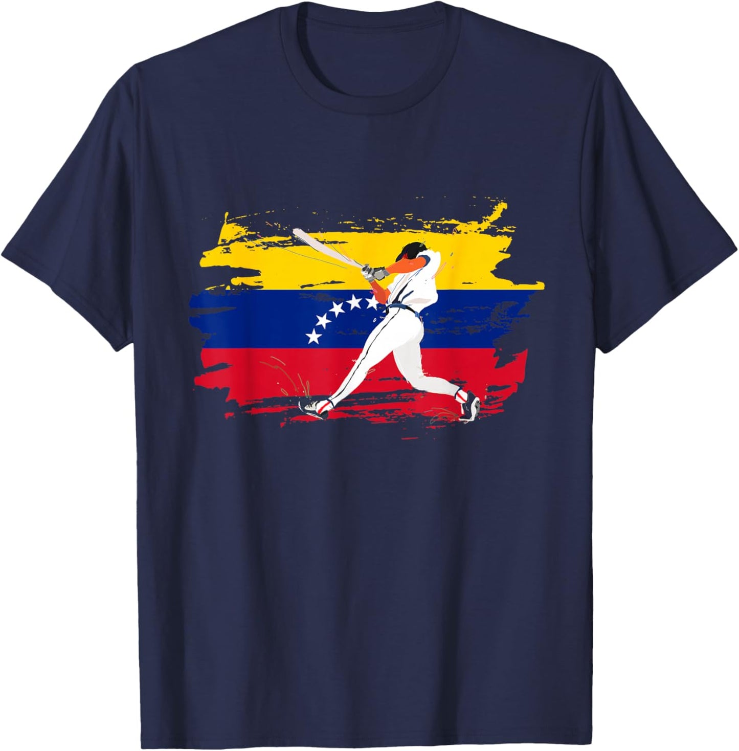 Baseball Hitter On Grunge Venezuela Flag Venezuelan Beisbol T-Shirt - T-Shirt | Navy